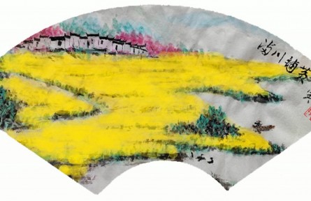 郭扬国画作品：《满川铺黄》