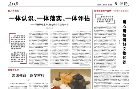 一体认识、一体落实、一体评估——保持战略定力，坚定做好自己的事⑥