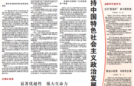 中国特色社会主义政治制度优越性得到更好发挥