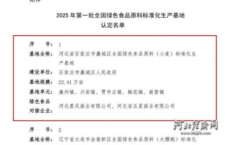 河北石家庄藁城22.41万亩绿色小麦基地跻身全国首批认定名单